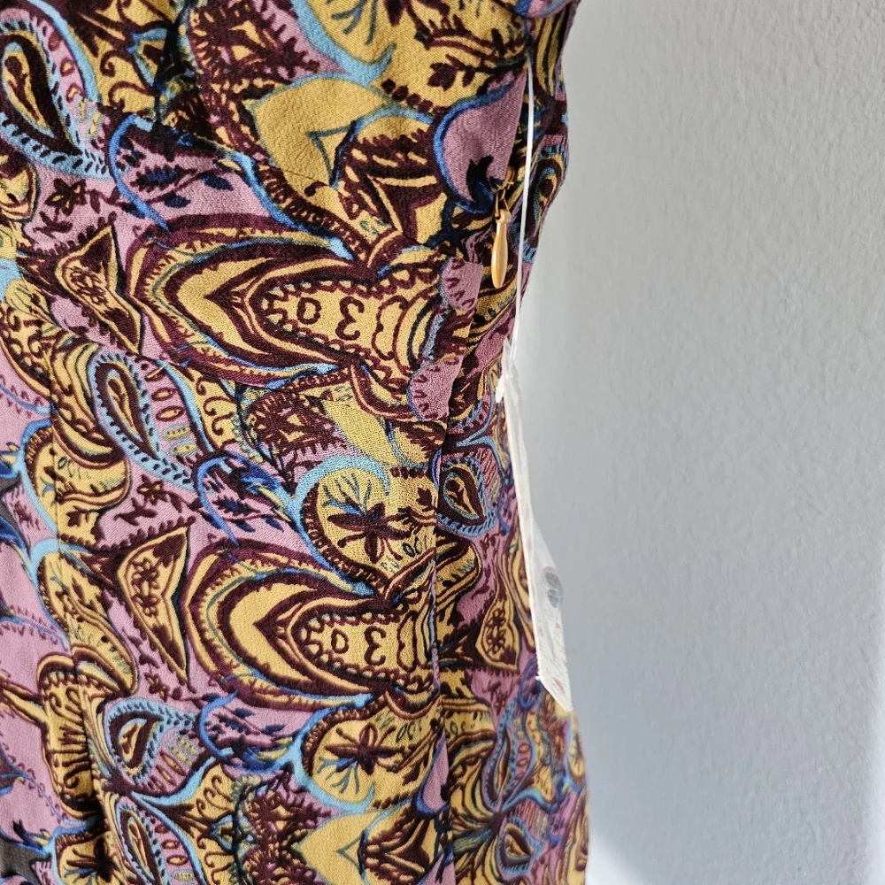 NWT Free People Ossie Vibes Boho Paisley Hippie Bell Sleeve Mini Dress Size 2 - Picture 11 of 14